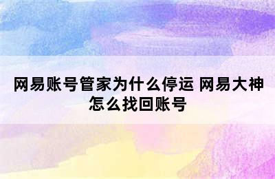 网易账号管家为什么停运 网易大神怎么找回账号